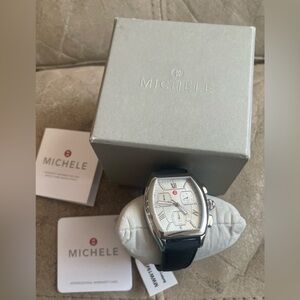 Brand New Authentic Michele Releve Sport Chronograph Silicone Strap Watch 36mm